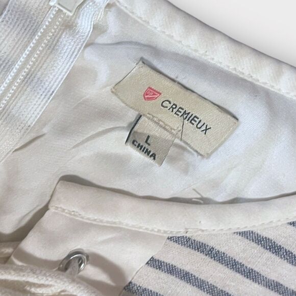 Cremieux Striped Sleeveless Tie-up Tunic Dress sz L Linen Blend Preppy Resort - Picture 2 of 12